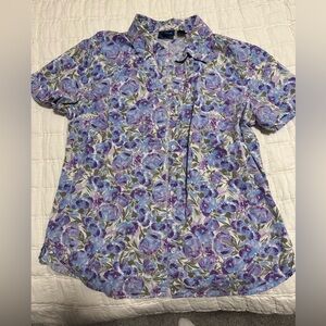 Gloria Vanderbilt Purple Floral Button Down Shirt